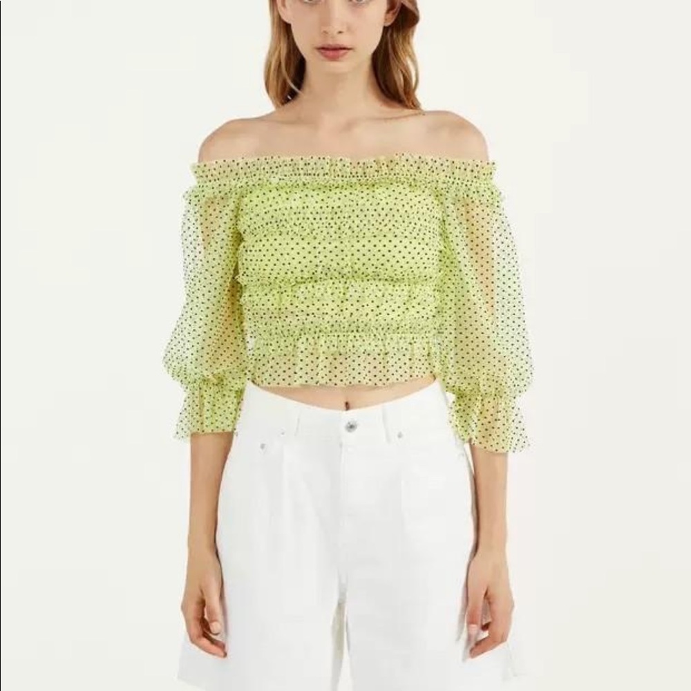 Bershka Off Shoulder Ruffle Top